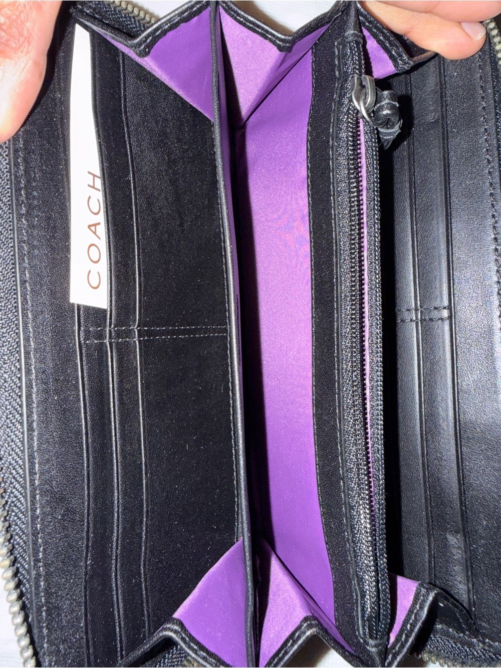 Coach Patchwork Zip Wallet - Black and Gray - Picture 4 of 5